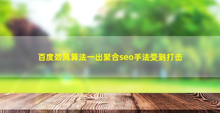 百度劲风算法一出聚合seo手法受到打击